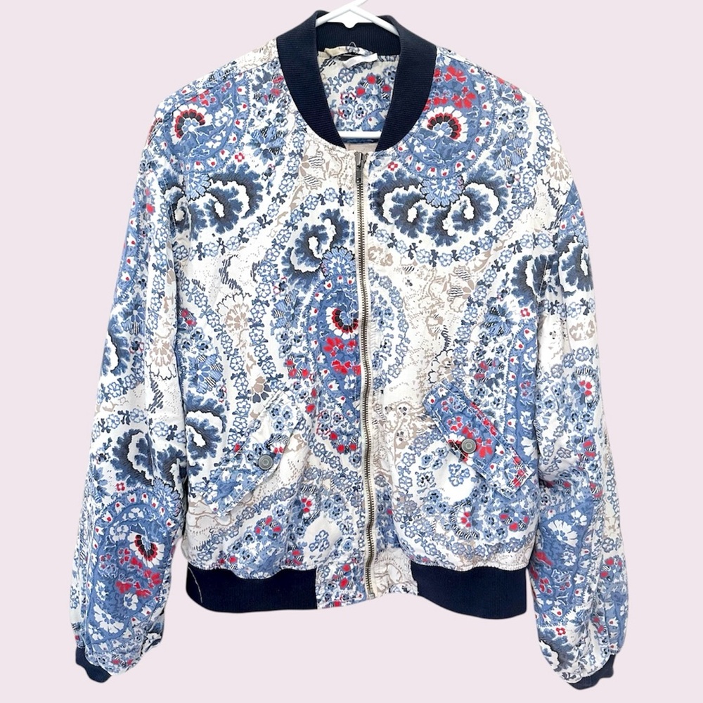 Free People Daytrip Paisley Bomber Jacket